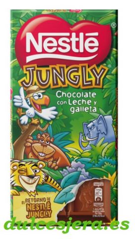 TABLETA CHOCO-LECHE-GALLETA JUNGLY 125GRS 18UN